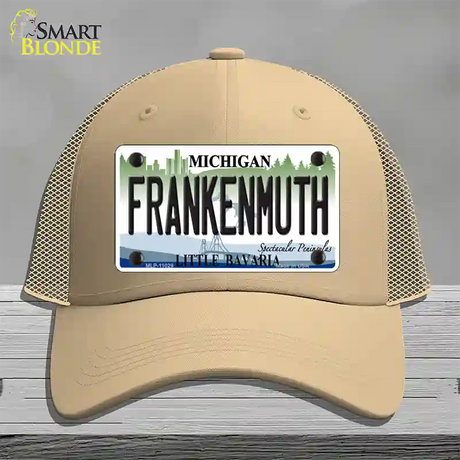 Frankenmuth Michigan Novelty License Plate Hat Mesh / Khaki