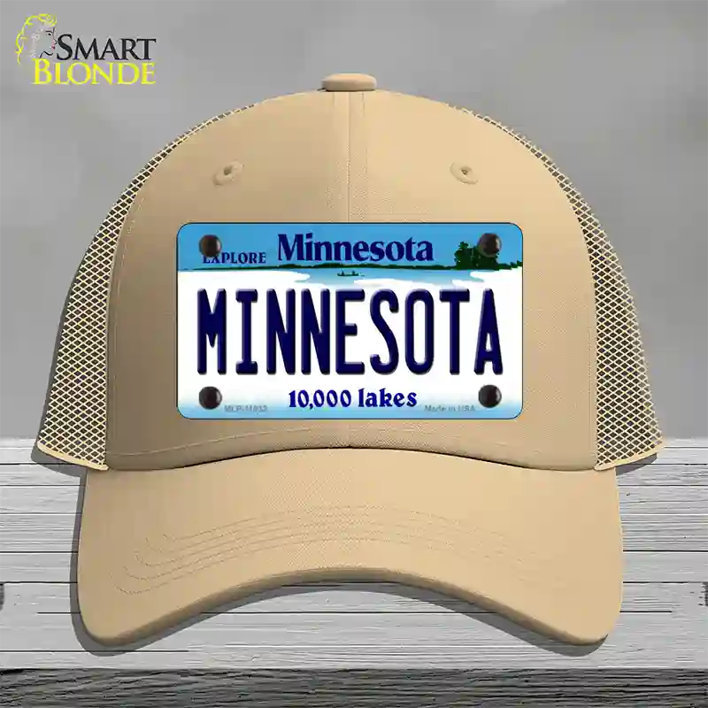 Minnesota State Novelty License Plate Hat Mesh / Khaki