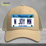 N Joy MN Minnesota Novelty License Plate Hat Mesh / Khaki