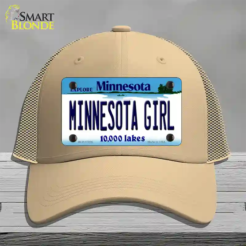 Minnesota Girl Minnesota Novelty License Plate Hat Mesh / Khaki