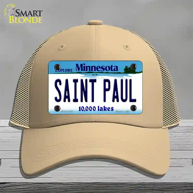 Saint Paul Minnesota State Novelty License Plate Hat Mesh / Khaki