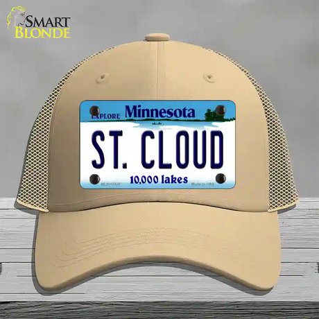 St Cloud Minnesota State Novelty License Plate Hat Mesh / Khaki