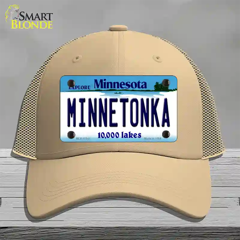 Minnetonka Minnesota State Novelty License Plate Hat Mesh / Khaki