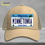 Minnetonka Minnesota State Novelty License Plate Hat Mesh / Khaki