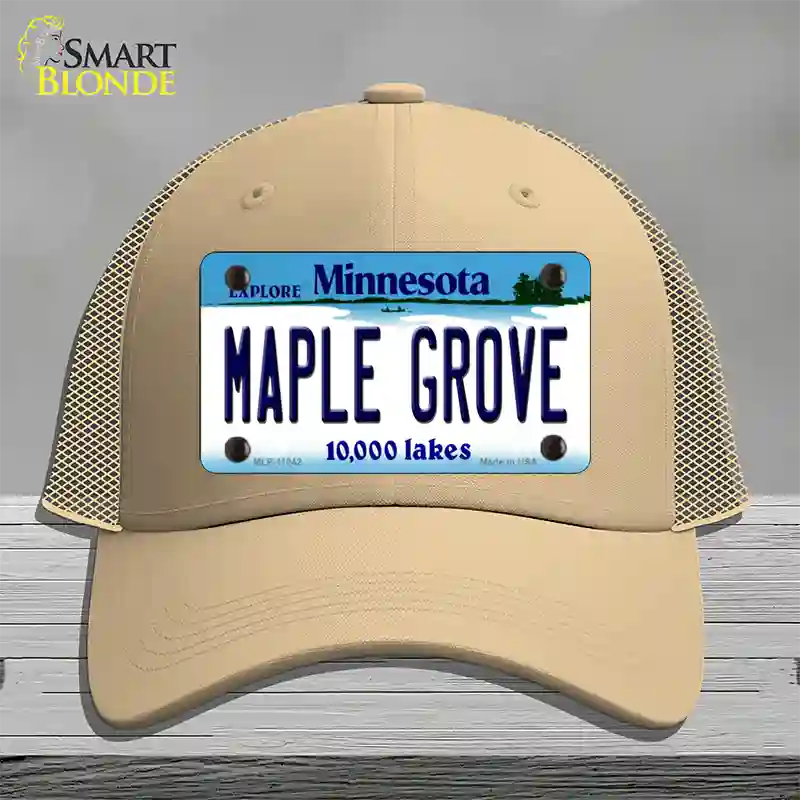 Maple Grove Minnesota State Novelty License Plate Hat Mesh / Khaki