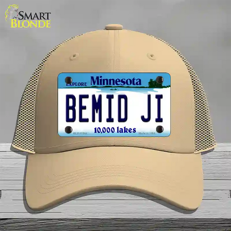 Bemid Ji Minnesota State Novelty License Plate Hat Mesh / Khaki