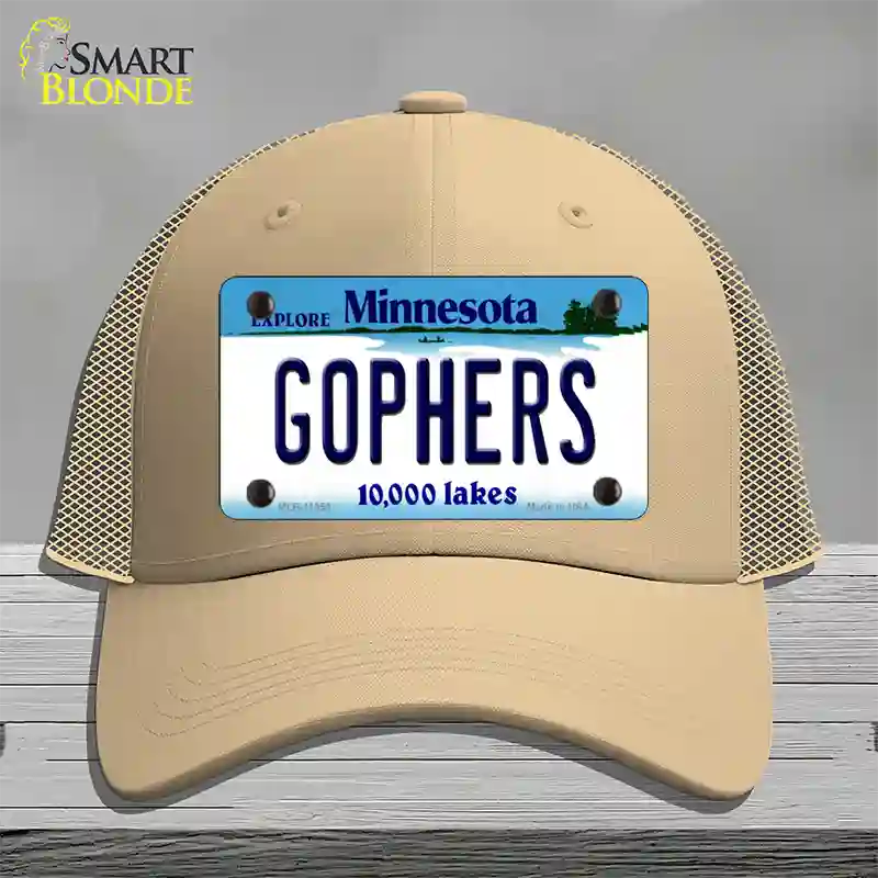 Gophers Minnesota State Novelty License Plate Hat Mesh / Khaki