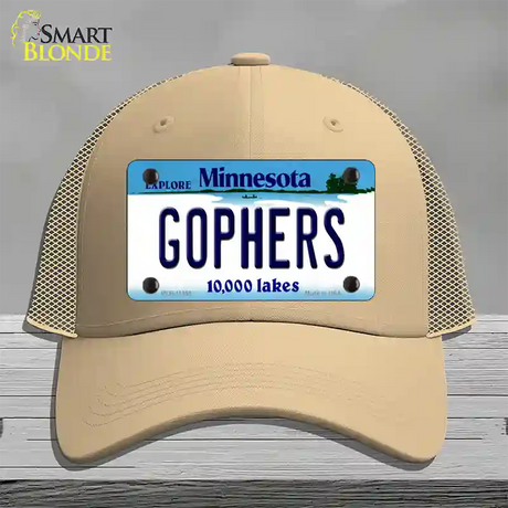 Gophers Minnesota State Novelty License Plate Hat Mesh / Khaki