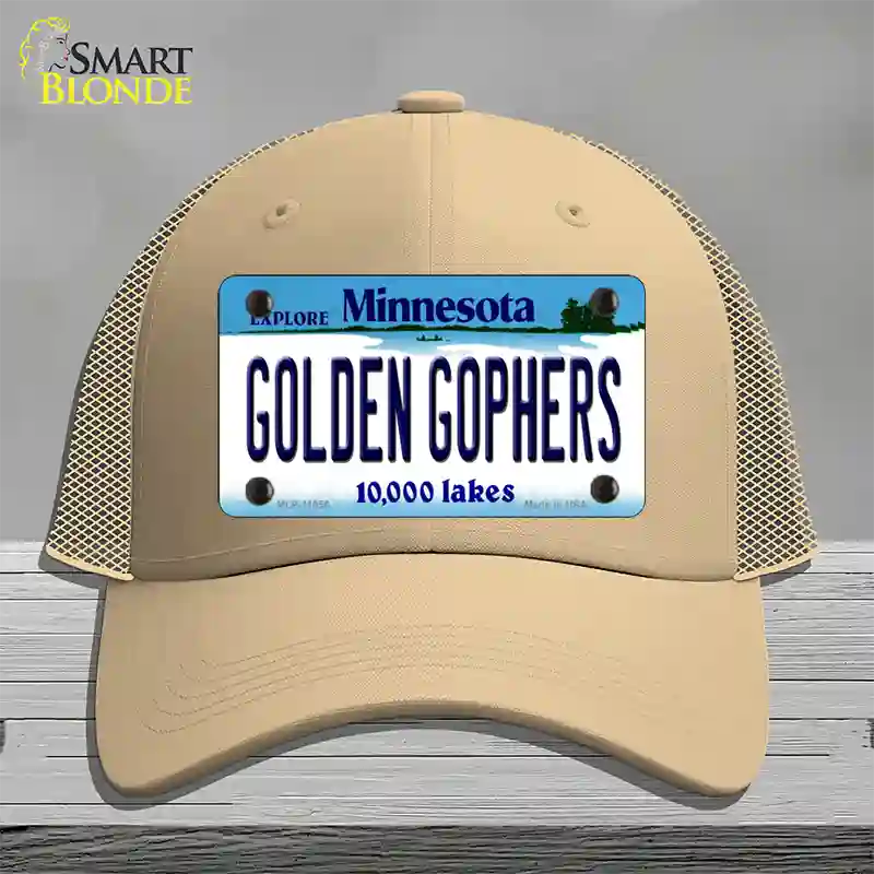 Golden Gophers Minnesota State Novelty License Plate Hat Mesh / Khaki