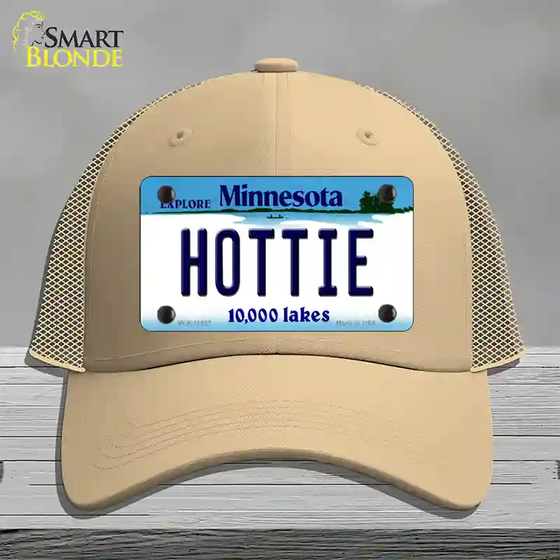 Hottie Minnesota State Novelty License Plate Hat Mesh / Khaki