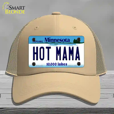 Hot Mama Minnesota State Novelty License Plate Hat Mesh / Khaki