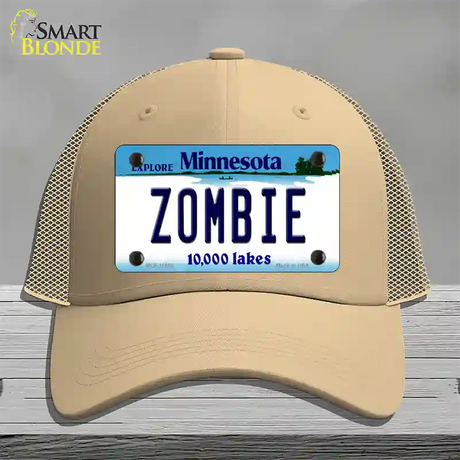 Zombie Minnesota State Novelty License Plate Hat Mesh / Khaki