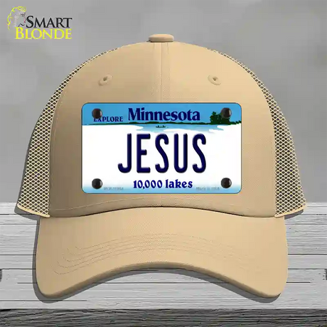 Jesus Minnesota State Novelty License Plate Hat Mesh / Khaki