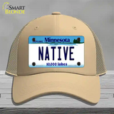 Native Minnesota State Novelty License Plate Hat Mesh / Khaki