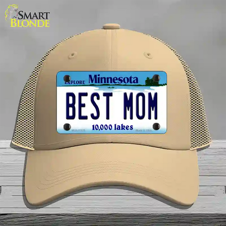 Best Mom Minnesota State Novelty License Plate Hat Mesh / Khaki