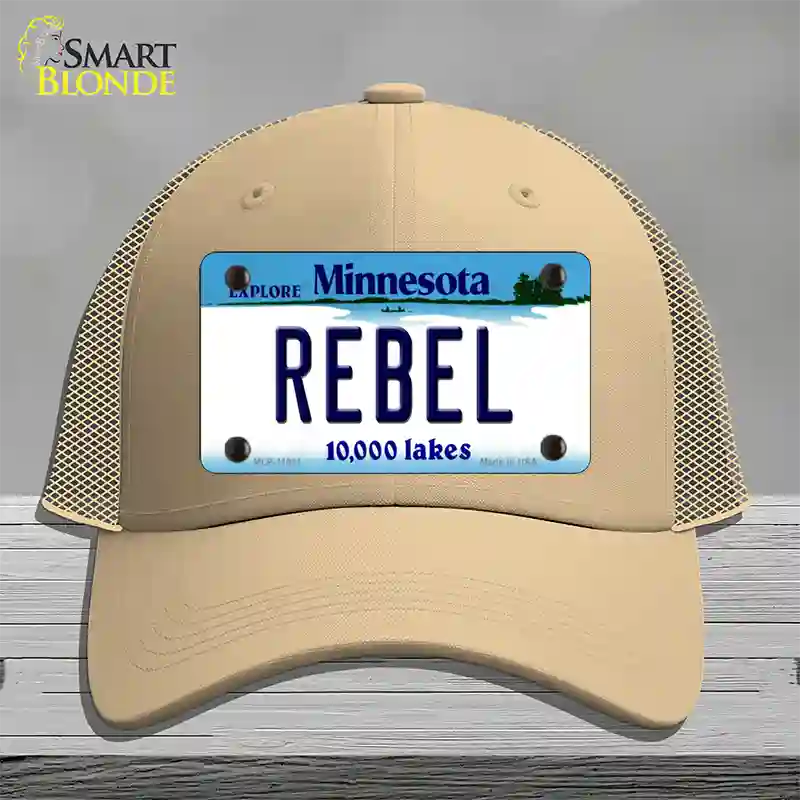 Rebel Minnesota State Novelty License Plate Hat Mesh / Khaki