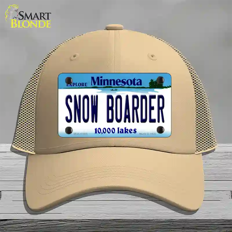 Snow Boarder Minnesota State Novelty License Plate Hat Mesh / Khaki