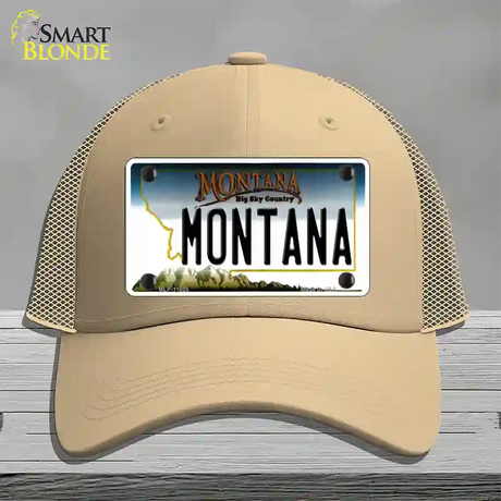 Montana State Novelty License Plate Hat Mesh / Khaki