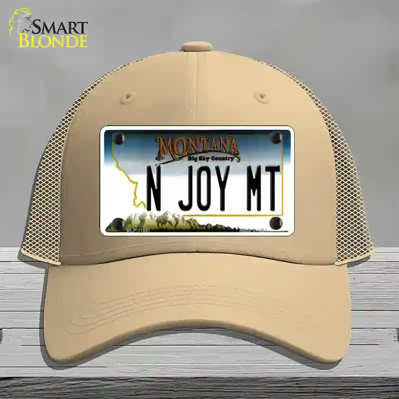 N Joy MT Montana State Novelty License Plate Hat Mesh / Khaki