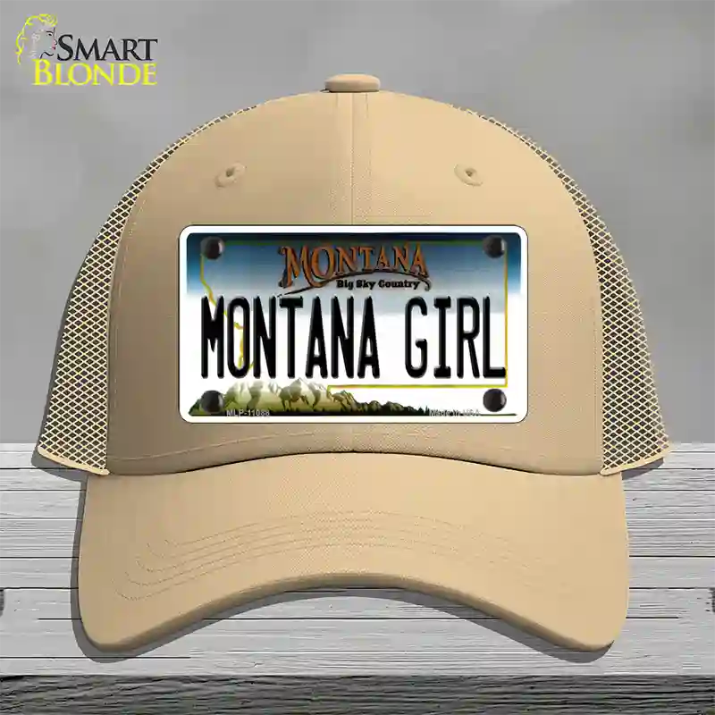 Montana Girl State Novelty License Plate Hat Mesh / Khaki