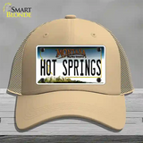 Hot Springs Montana State Novelty License Plate Hat Mesh / Khaki