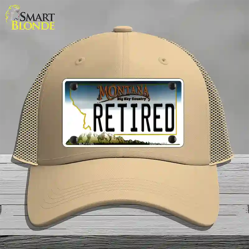 Retired Montana State Novelty License Plate Hat Mesh / Khaki