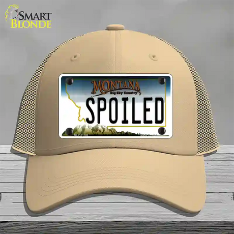 Spoiled Montana State Novelty License Plate Hat Mesh / Khaki