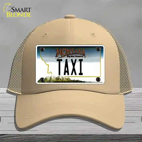 Taxi Montana State Novelty License Plate Hat Mesh / Khaki