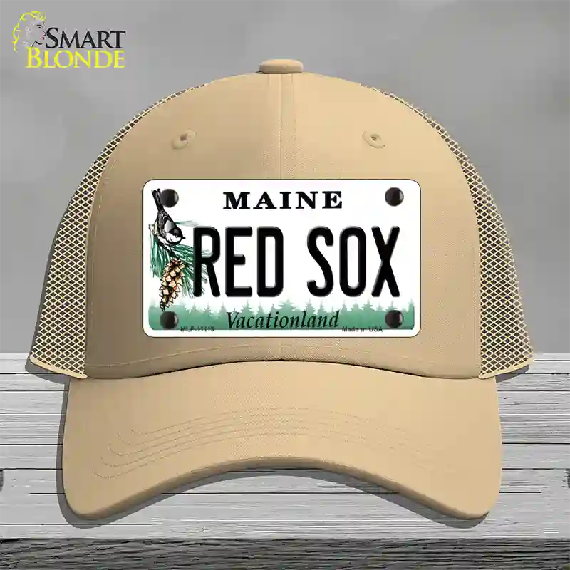 Red Sox Maine Novelty License Plate Hat Mesh / Khaki