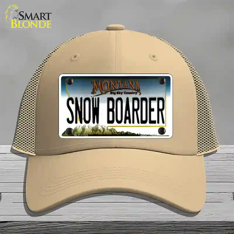 Snow Boarder Montana State Novelty License Plate Hat Mesh / Khaki