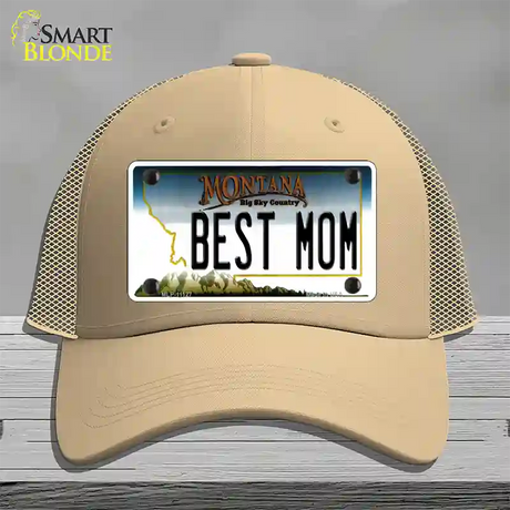 Best Mom Montana State Novelty License Plate Hat Mesh / Khaki