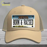 Born and Raised Montana State Novelty License Plate Hat Mesh / Khaki