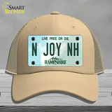 N Joy NH New Hampshire State Novelty License Plate Hat Mesh / Khaki