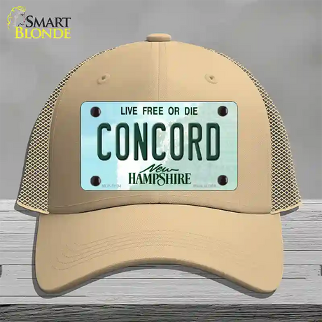 Concord New Hampshire State Novelty License Plate Hat Mesh / Khaki