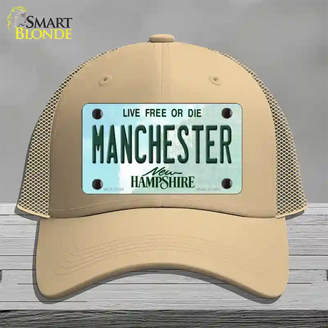 Manchester New Hampshire State Novelty License Plate Hat Mesh / Khaki