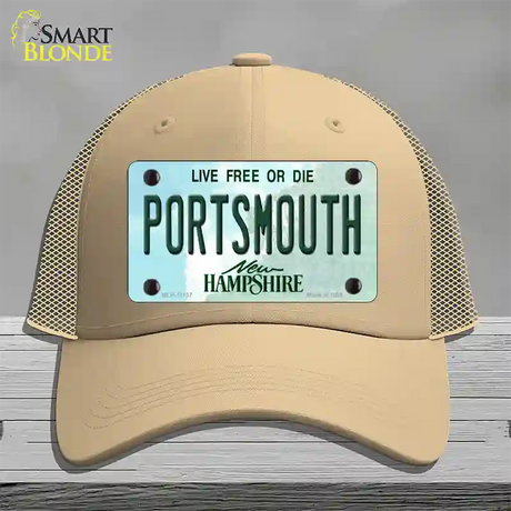 Portsmouth New Hampshire State Novelty License Plate Hat Mesh / Khaki