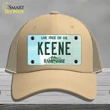 Keene New Hampshire State Novelty License Plate Hat Mesh / Khaki