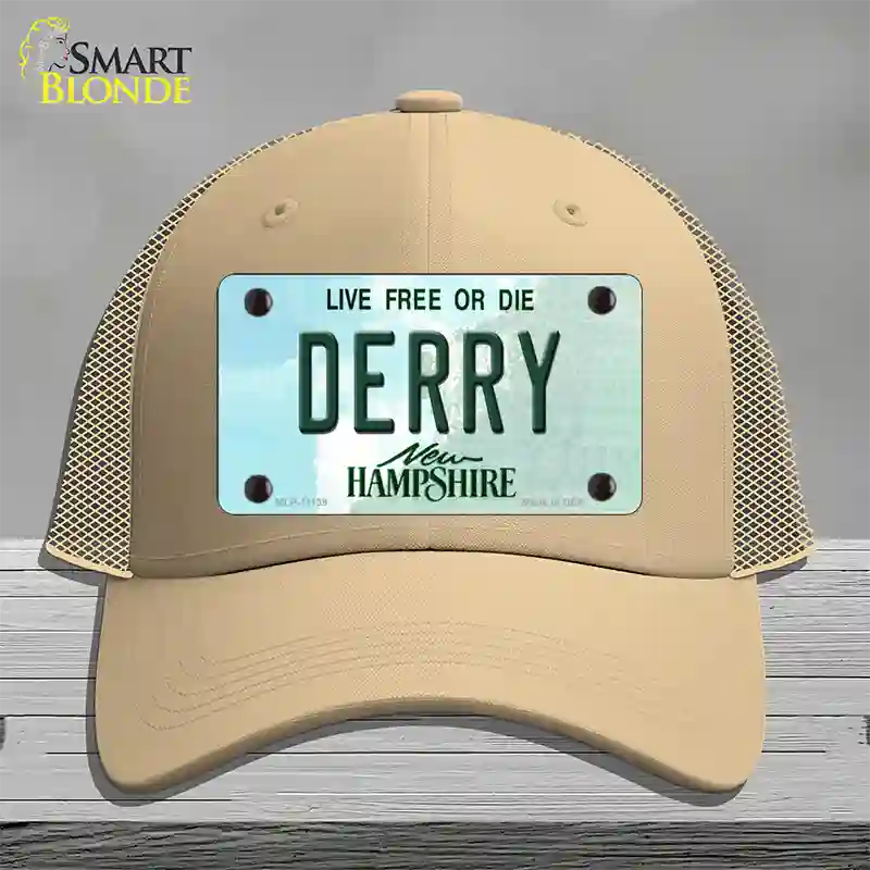 Derry New Hampshire State Novelty License Plate Hat Mesh / Khaki