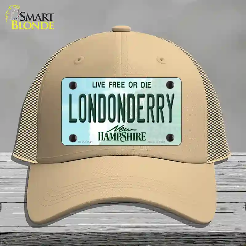 Londonderry New Hampshire State Novelty License Plate Hat Mesh / Khaki