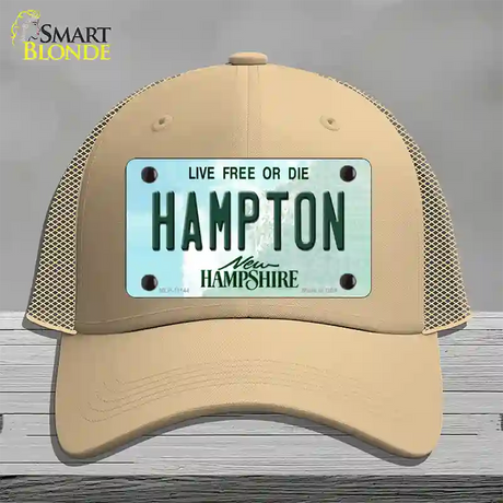 Hampton New Hampshire State Novelty License Plate Hat Mesh / Khaki