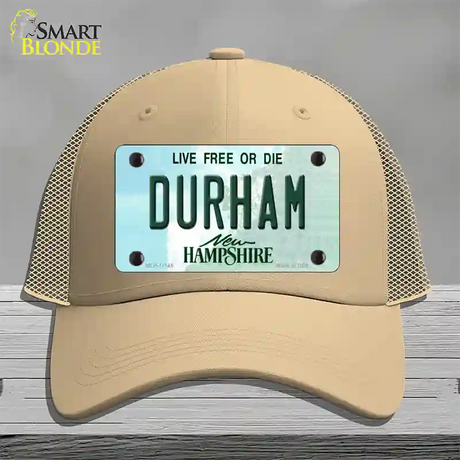 Durham New Hampshire State Novelty License Plate Hat Mesh / Khaki