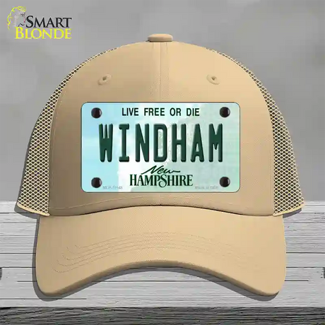 Windham New Hampshire State Novelty License Plate Hat Mesh / Khaki