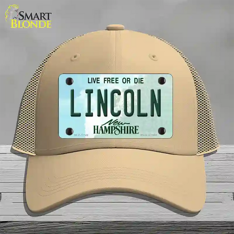 Lincoln New Hampshire State Novelty License Plate Hat Mesh / Khaki