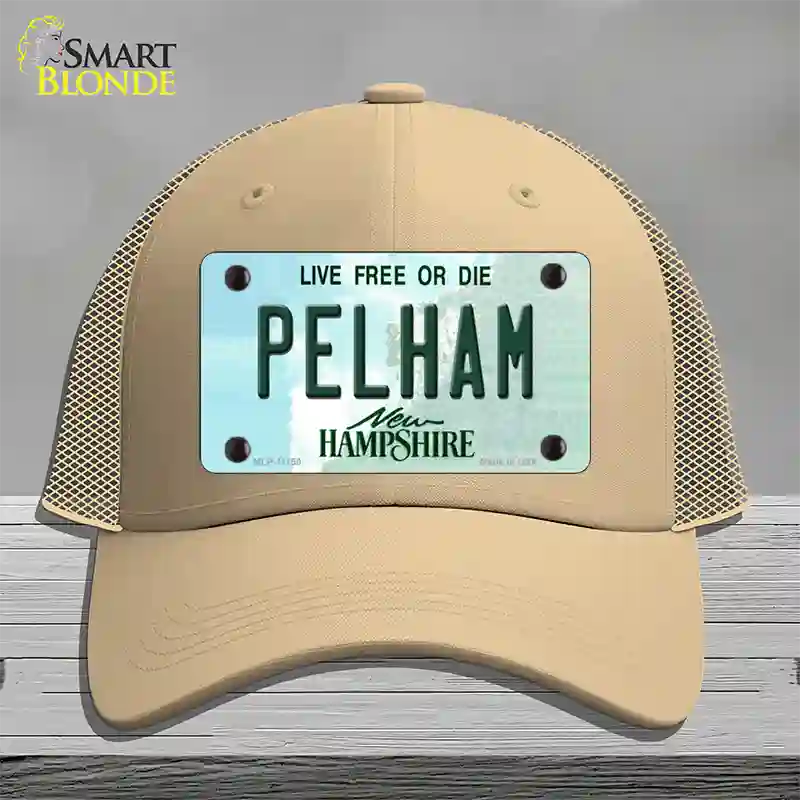 Pelham New Hampshire State Novelty License Plate Hat Mesh / Khaki