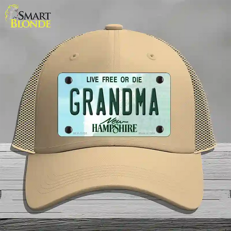 Grandma New Hampshire State Novelty License Plate Hat Mesh / Khaki