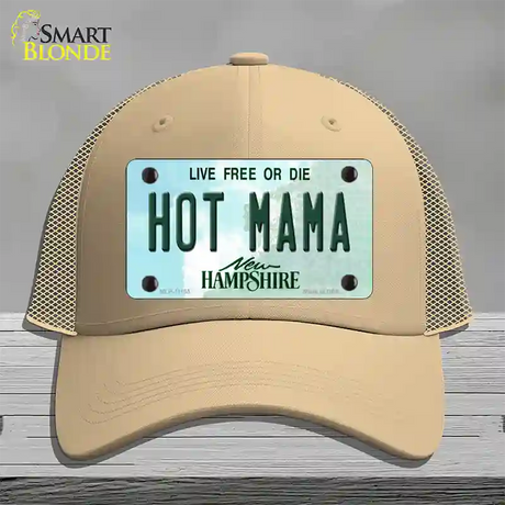 Hot Mama New Hampshire State Novelty License Plate Hat Mesh / Khaki