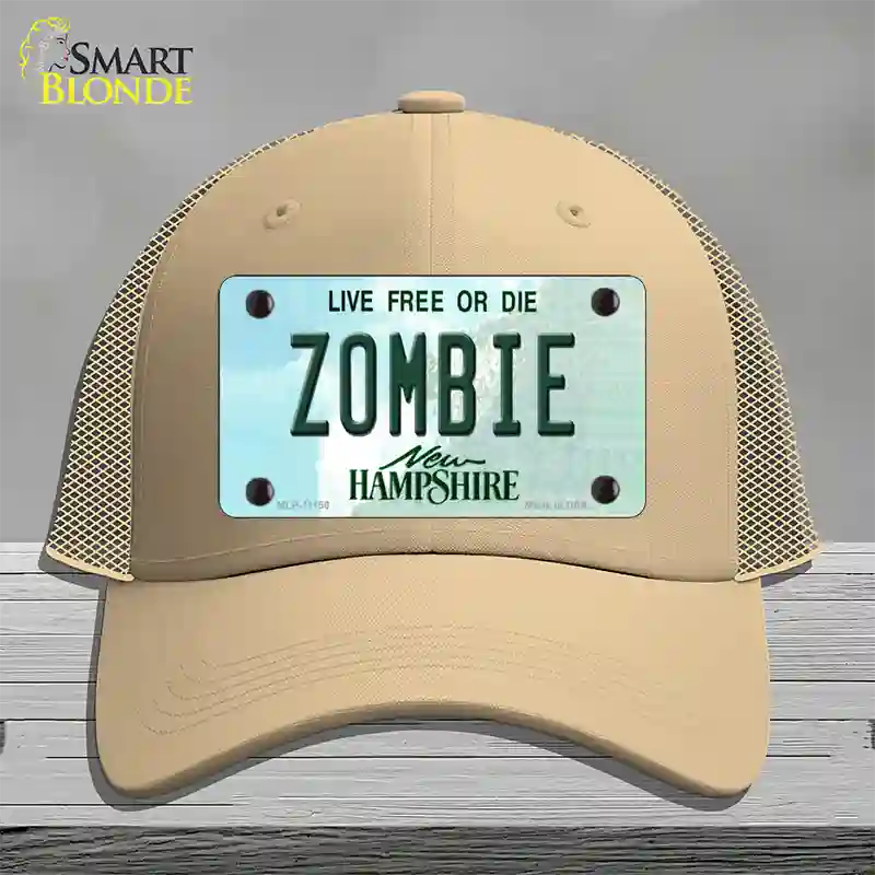 Zombie New Hampshire State Novelty License Plate Hat Mesh / Khaki