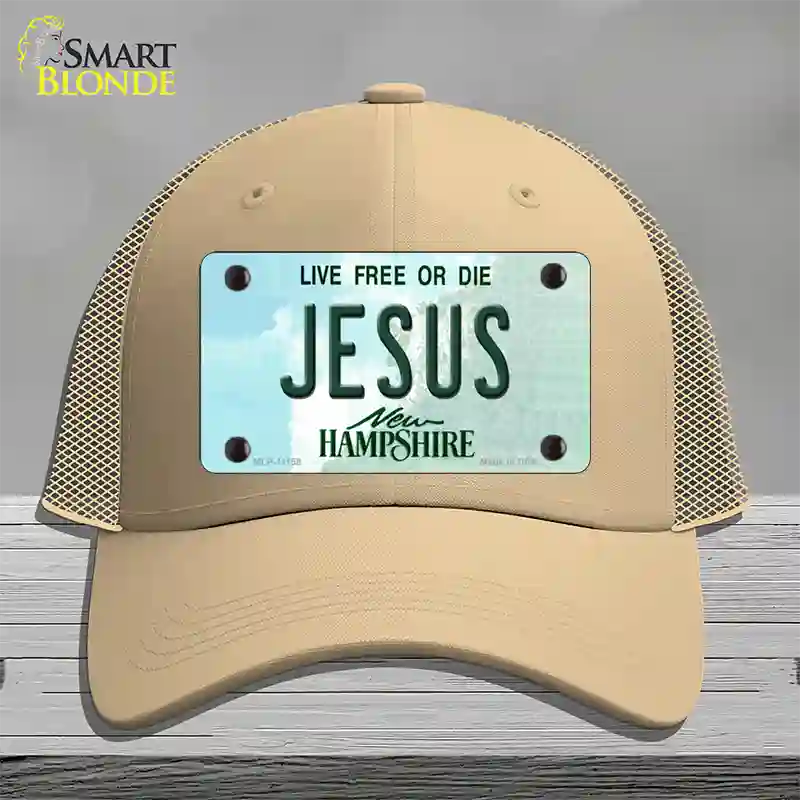 Jesus New Hampshire State Novelty License Plate Hat Mesh / Khaki