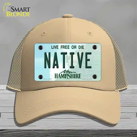 Native New Hampshire State Novelty License Plate Hat Mesh / Khaki