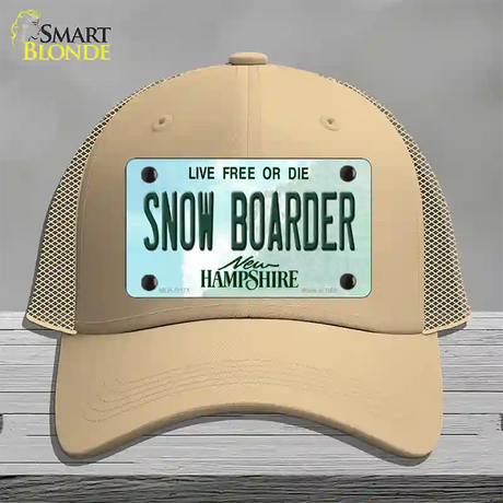 Snow Boarder New Hampshire State Novelty License Plate Hat Mesh / Khaki